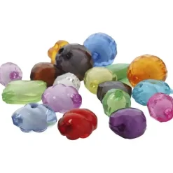 Acrylfacetperler, ass. farver, str. 8-20 mm, hulstr. 2-3 mm, 1000 g