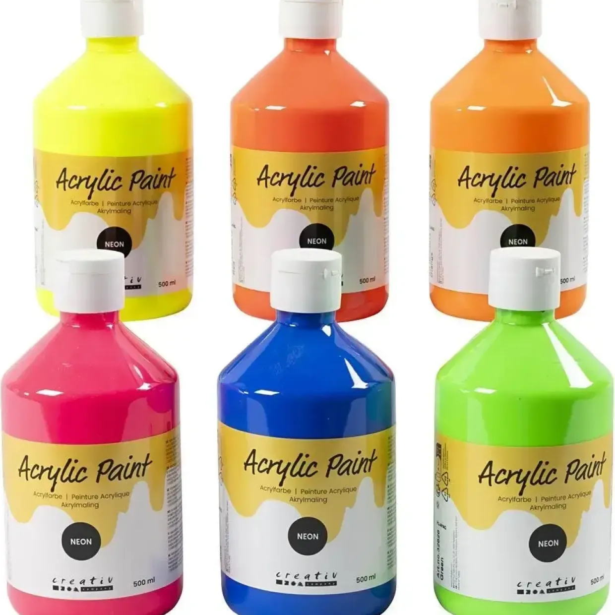 Acryl maling - 6 x 500 ml