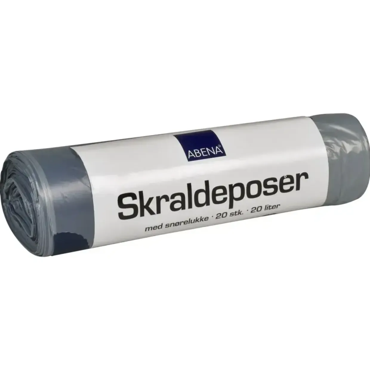 Affaldsposer med snøreluk - Abena grå LDPE virgin 44x50cm - 20 L - 24 ruller