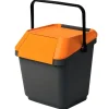 Affaldsspand, EasyMax, grå, plast, 35 l, med orange låg, stabelbar