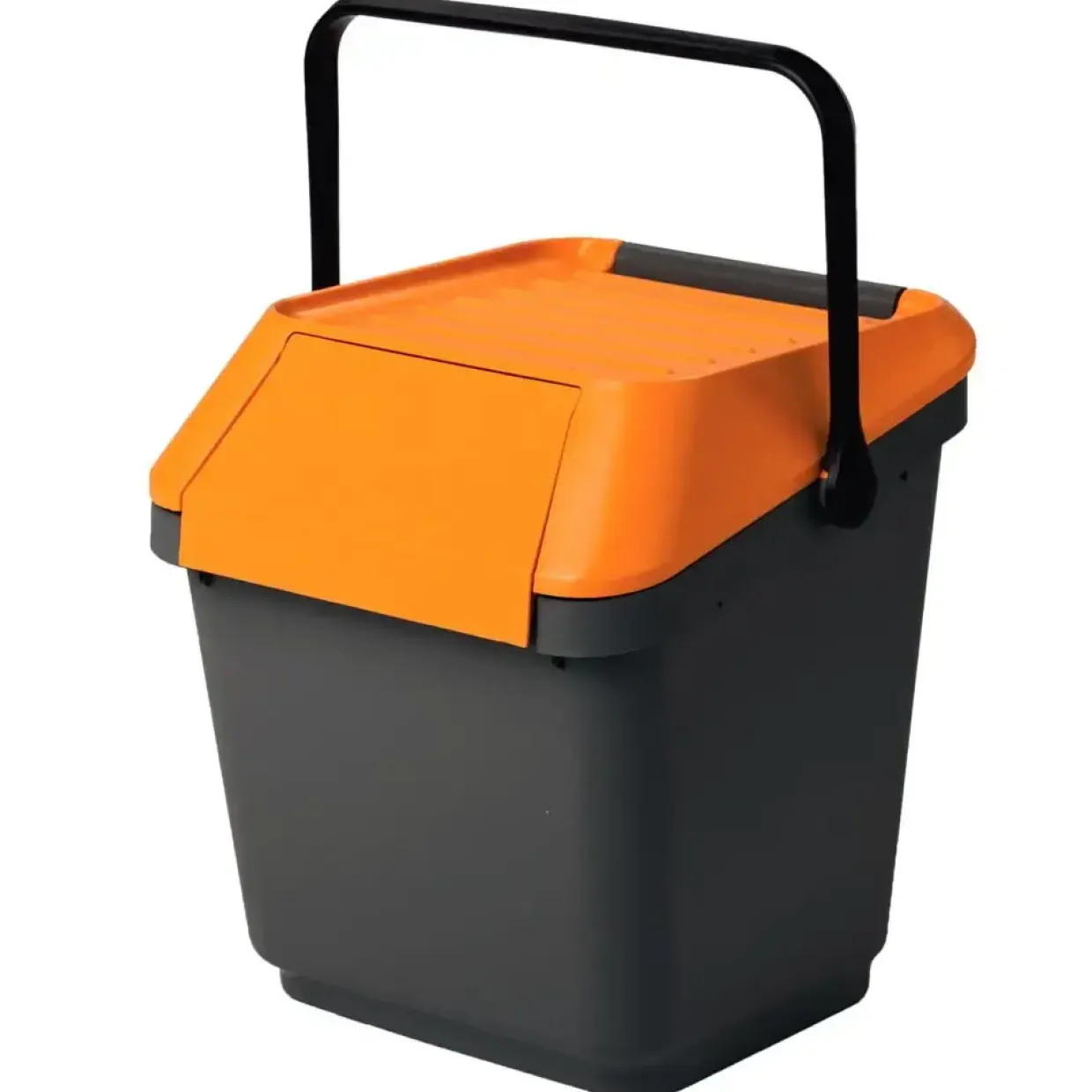 Affaldsspand, EasyMax, grå, plast, 35 l, med orange låg, stabelbar