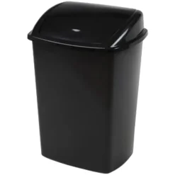 Affaldsspand, sort, plast, 4.45 l, med sving låg, forberedt til vægmontering