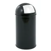 Affaldsspand, V-part, med push låg, inderspand i metal, brandsikker, sort, 40 l