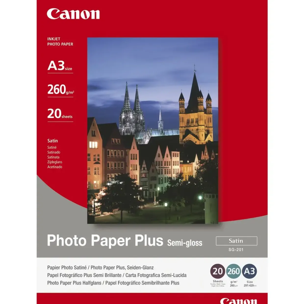 A3 Fotopapir Canon - SG-201 260 gram Plus Semigloss - 20 ark