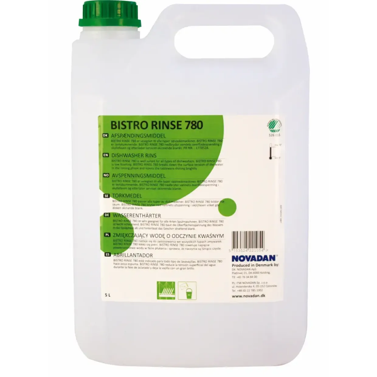 Afspændingsmiddel - Novadan Bistro Rinse 780 A - neutralt lavtskummende - 5 L