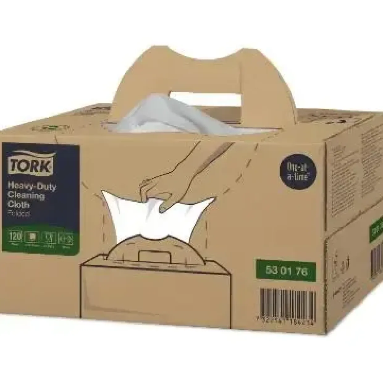 Aftørringsklud Tork 530176 Kraftig W7 1-lag 615x355mm Hvid - 120 stk/krt