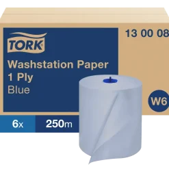 Aftørringspapir Tork 130008 Basic W6 1-lags blå 130008 - 6 ruller
