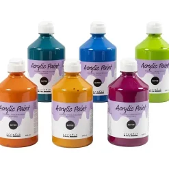 Akrylmaling - A-Color - Assorteret farver - 04 glitter - 6 x 500 ml