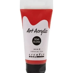 Akrylmaling Pigment Art, halvblank, halvdækkende, Cadmium red, 75ml