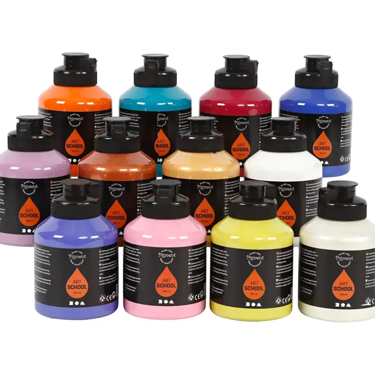 Akrylmaling Pigment Art, suppleringsfarver, 12x500ml