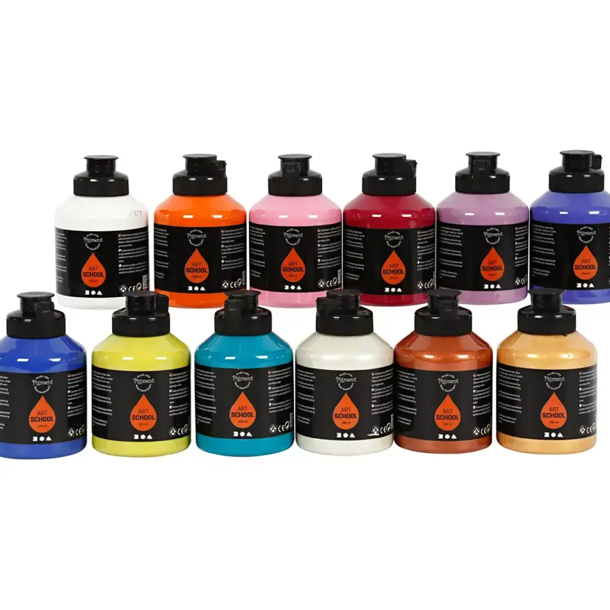 Akrylmaling Pigment Art, suppleringsfarver, 12x500ml