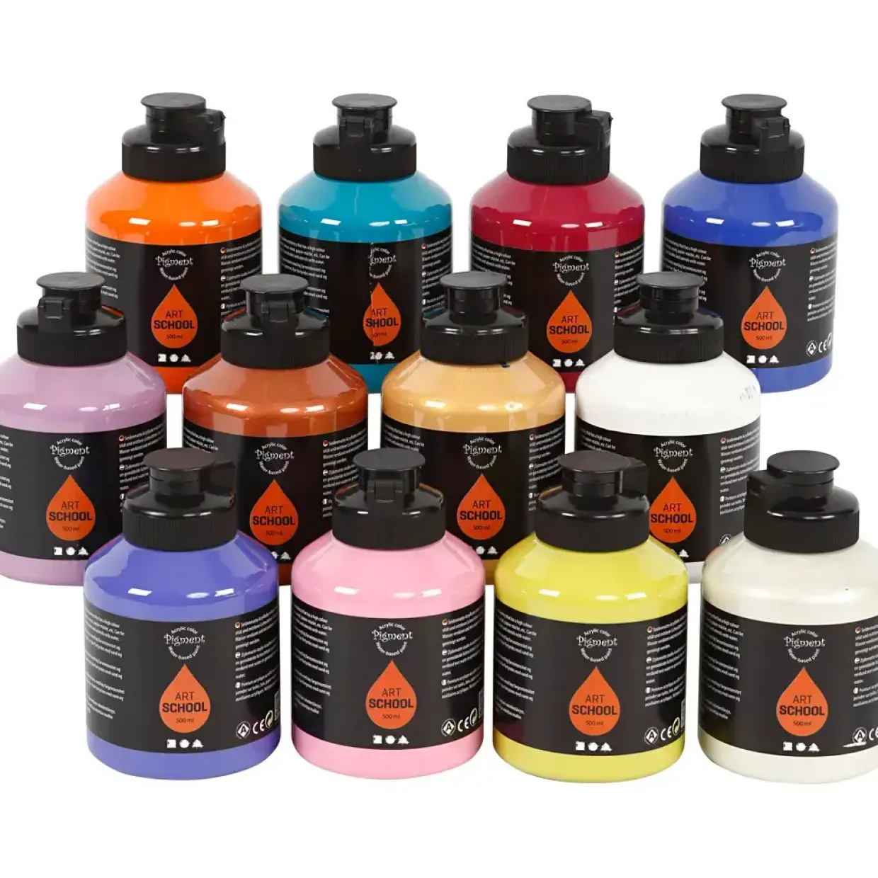 Akrylmaling Pigment Art, suppleringsfarver, 12x500ml