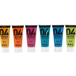 Akryl maling sæt forskellige farver 04 glitter A-Color - 6 x 20 ml