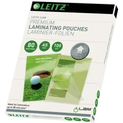 A5 Lamineringslomme Leitz UDT glossy 80 mic | 100 stk
