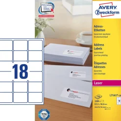 Avery etiketter L7161 - Laseretiket 18 pr. ark - 100 ark