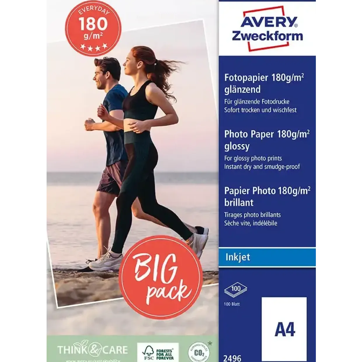 Avery fotopapir classic glossy inkjet 180g A4 (100)