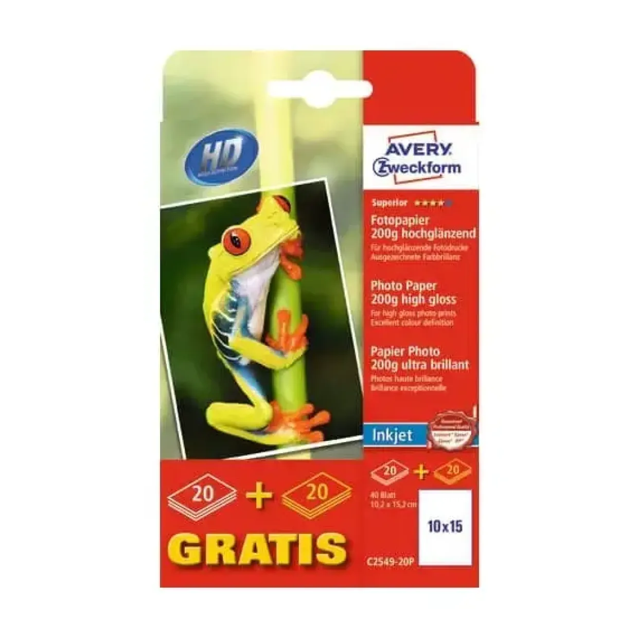Avery Fotopapir glossy inkjet 200g 10x15 - 50 ark