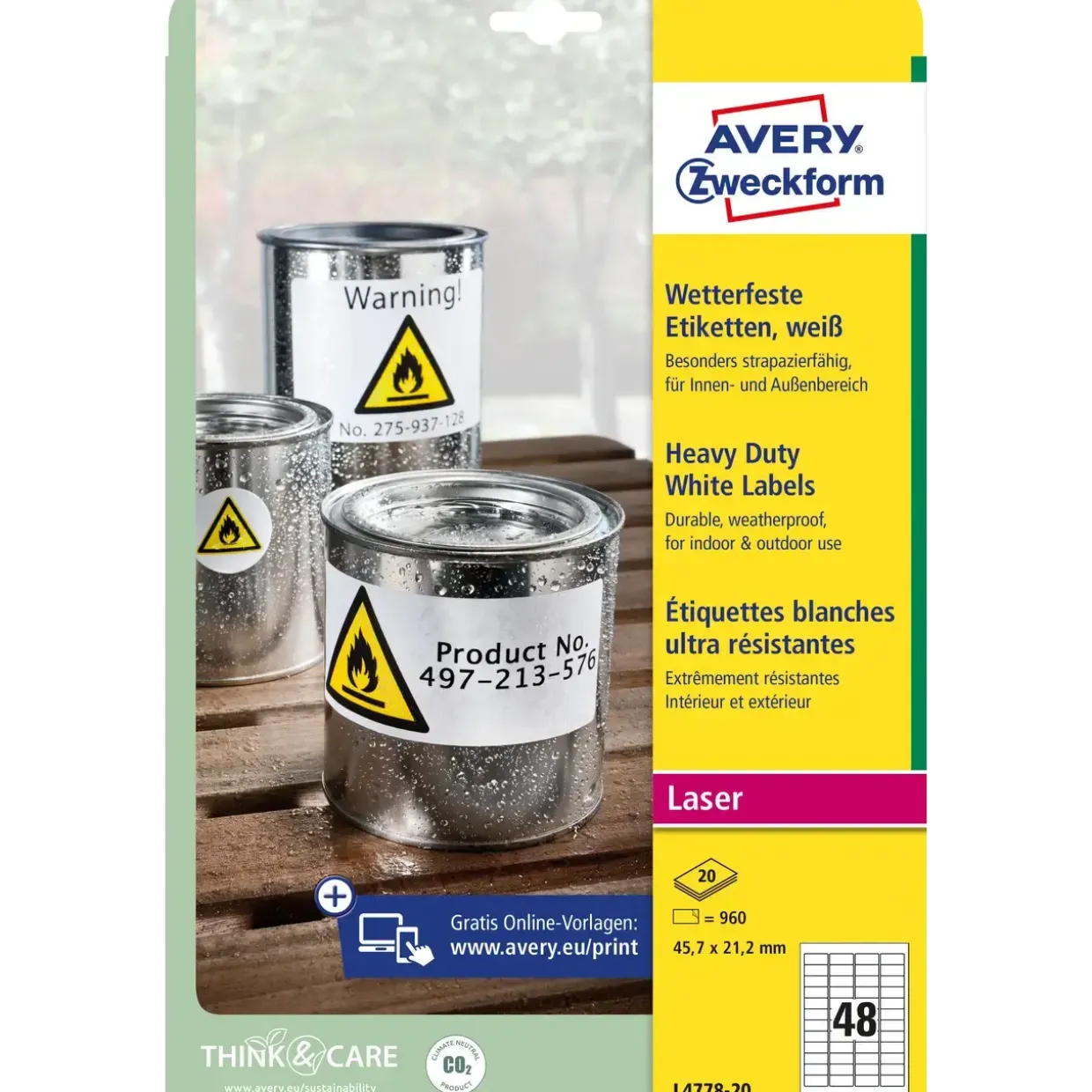 Avery stærk Polyester etiket 5,7x21,2mm (960)