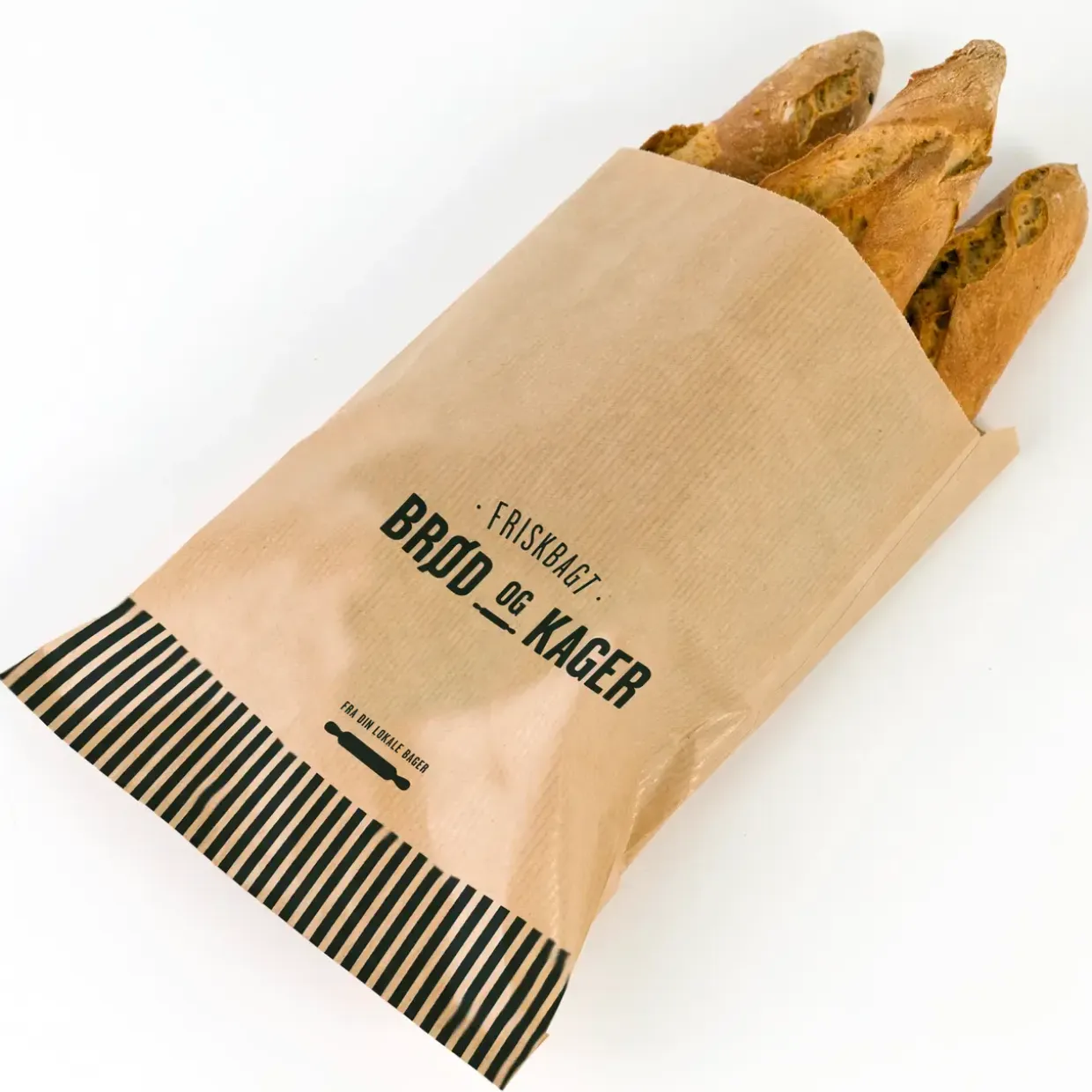 Bagerpose 4 kg ribbet brun Friskbagt brød og kager - 1000 stk
