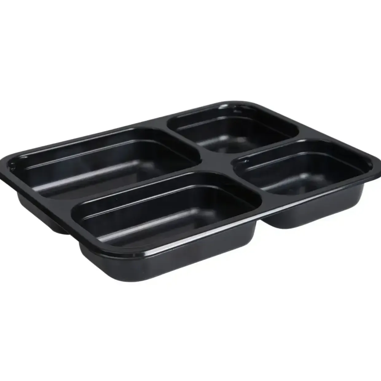 Bakke, C 2227-4B , 22,7x17,8x3cm, 735 ml, sort, CPET, 4-rums, 140/155/185/255 ml, standard serie, hovedret - 334 stk