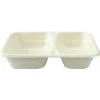 Bakke 2-rum Firkant 640/465ml Træfibermasse Bionedbrydelig Hvid - 2 ps x 87 stk/krt