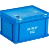 Batteriboks 30x40x23,5cm 20 L blå 2-rums risikoaffald 2 rum til kildesortering og tungt affald