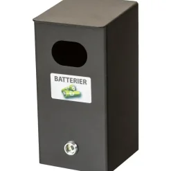 Batteriboks 13x12,3x22,8cm sort med nøgle til kildesortering