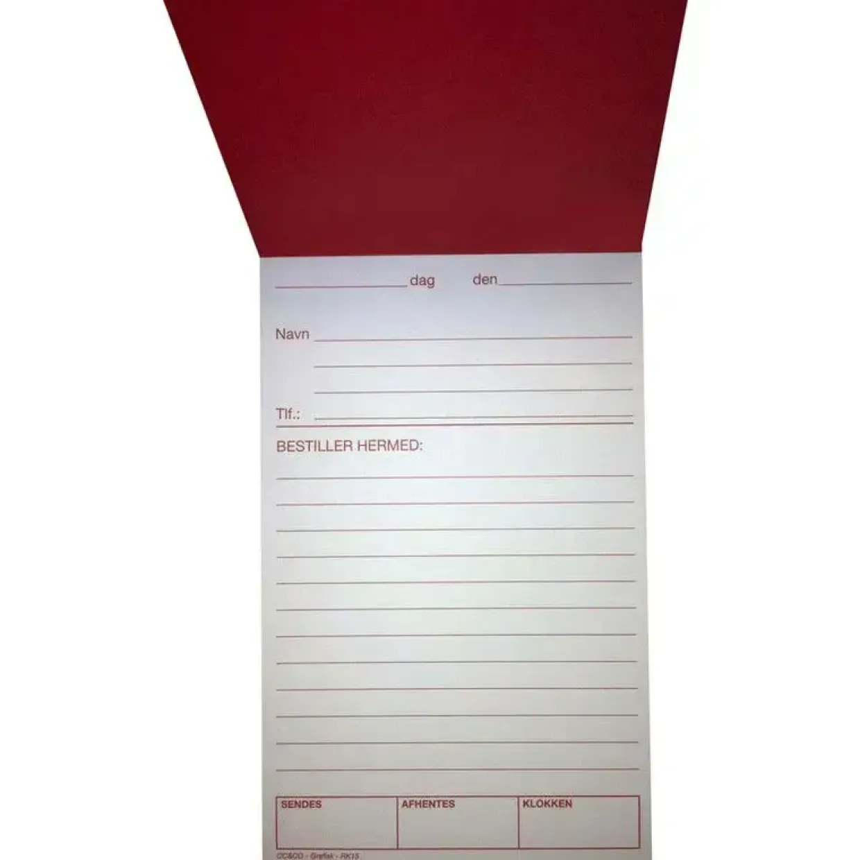 Bestillingssedler blokke m/rødt tryk 11x19,5cm 100bl RK15 - 10 stk