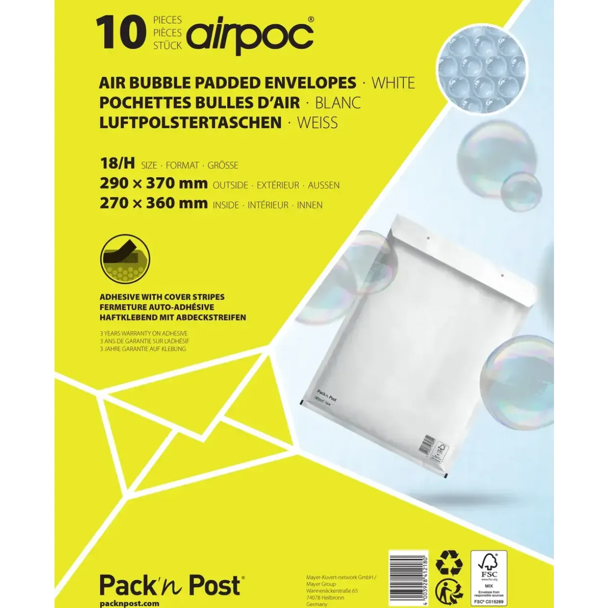 Boblekuvert Peel & Seal 270 x 360 mm - 10 stk
