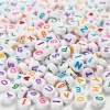Bogstavperler, hvid, str. 7 mm, hulstr. 1,2 mm, 200g, ca. 1500 stk.