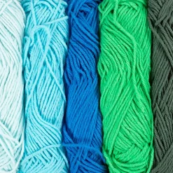 Bomuldsgarn | 8/4 - 5x50, blå/grøn harmoni | 5x20 g/ 1 pk.