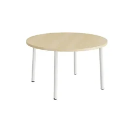 Bord Add 590, Ø1200 mm, højde 720 mm, lyddæmpende birk laminat på hvidt stel