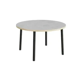 Bord Add 590, Ø1200 mm, højde 720 mm, lys grå linoleum på sort stel
