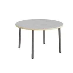 Bord Add 590, Ø1200 mm, højde 720 mm, lys grå linoleum på gråt stel