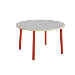 Bord Add 590, Ø1200 x H720 mm, lys grå, lyddæmpende linoleum, rødt stel