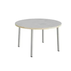 Bord Add 590, Ø1200xH720 mm, lys grå, lyddæmpende linoleum, alu stel