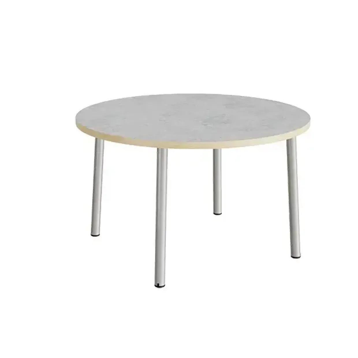 Bord Add 590, Ø1200xH720 mm, lys grå, lyddæmpende linoleum, alu stel