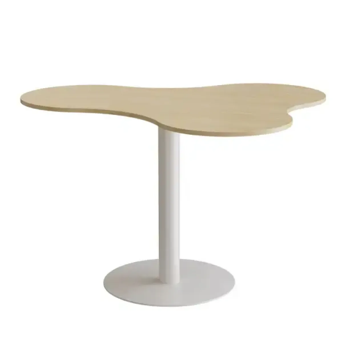 Bord Amöba 1005, 1200x1500 mm, Højde 900 mm, Birk laminat, Hvidt stel