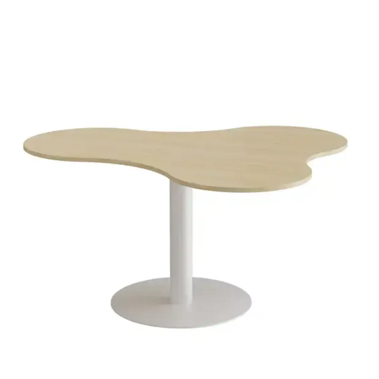Bord Amöba 1005, 1200x1500 mm, Højde 720 mm, Birk laminat, Hvidt stel
