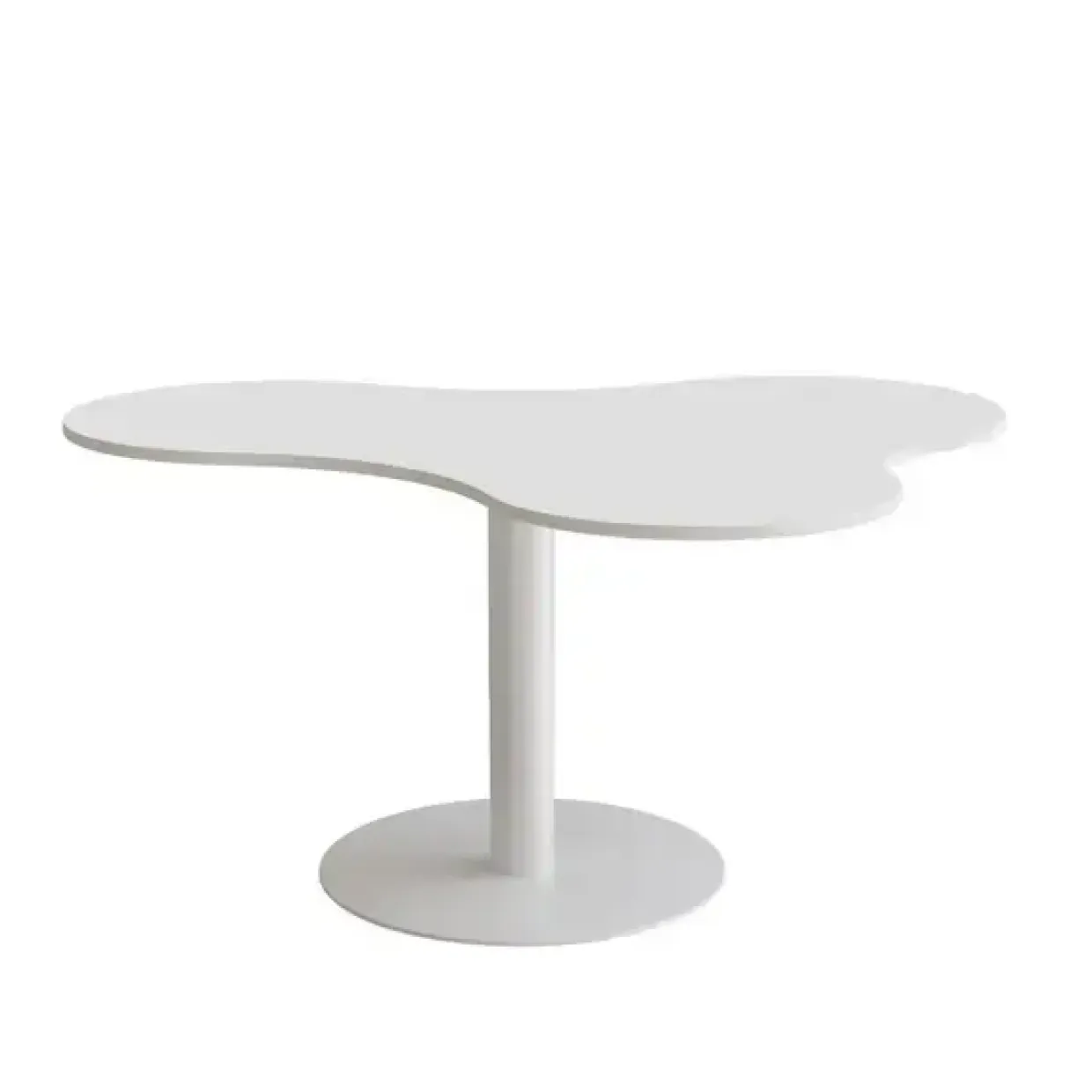 Bord Amöba 1005, 1200x1500 mm, Højde 720 mm, Grå laminat, Hvidt stel