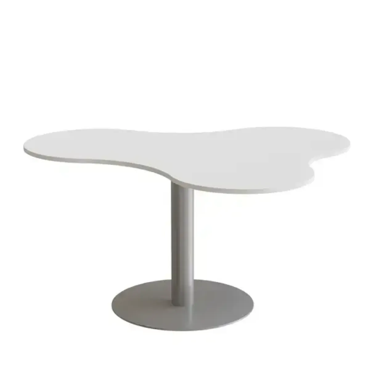 Bord Amöba 1005, 1200x1500 mm, Højde 720 mm, Hvid laminat, Alu stel