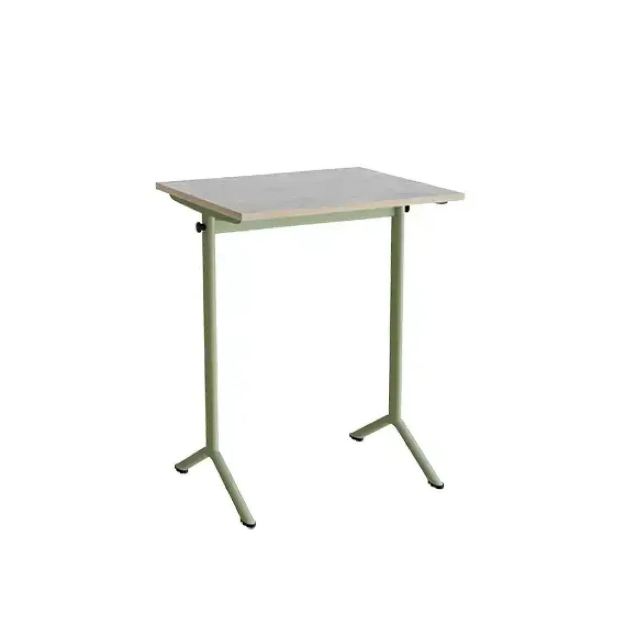 Bord Atlas 1130, L700xB600 mm, lys grå, lyddæmpende linoleum, grønt stativ