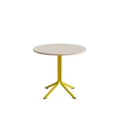 Bord Atlas 1133 Ø800x720mm, Hvidpigmenteret eg med gult understel