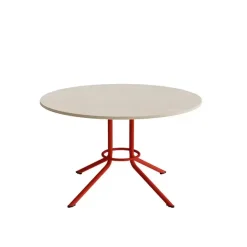 Bord Atlas 1133 Ø1200x720mm, Hvidpigmenteret eg med rødt understel