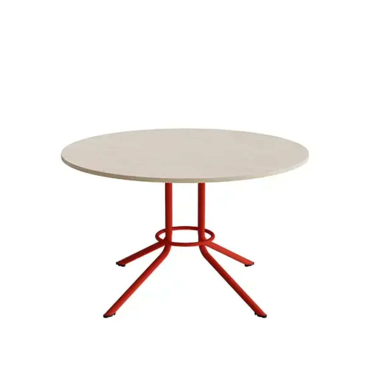 Bord Atlas 1133 Ø1200x720mm, Hvidpigmenteret eg med rødt understel