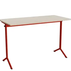 Bord Atlas 1130, 1400x700mm, lyddæmpende eg højtrykslaminat, rødt stel