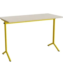 Bord Atlas 1130, 1400x700mm, lyddæmpende eg højtrykslaminat, gult stel