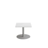 Bord Cirkum, 600x600mm, højde 500 mm, hvid laminat med alugråt stel