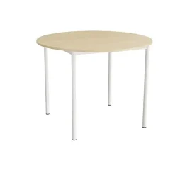 Bord Combi 206, Ø1200 mm, højde 900 mm, birk laminat på hvidt stel