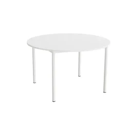 Bord Combi 206, Ø1200 mm, højde 720 mm, lydabsorberende hvid laminat på hvidt stel